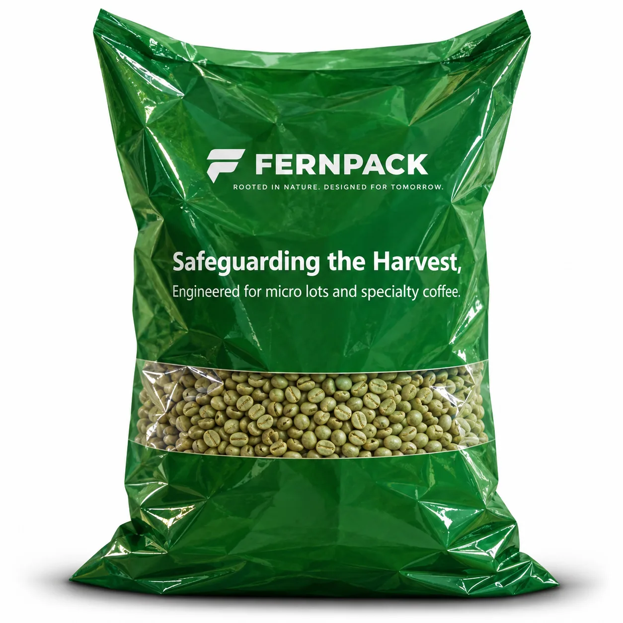 Hermetic green coffee bags with zipper