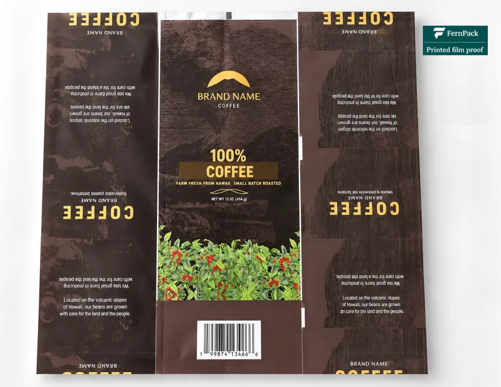 coffee bag artwrok printed film proof