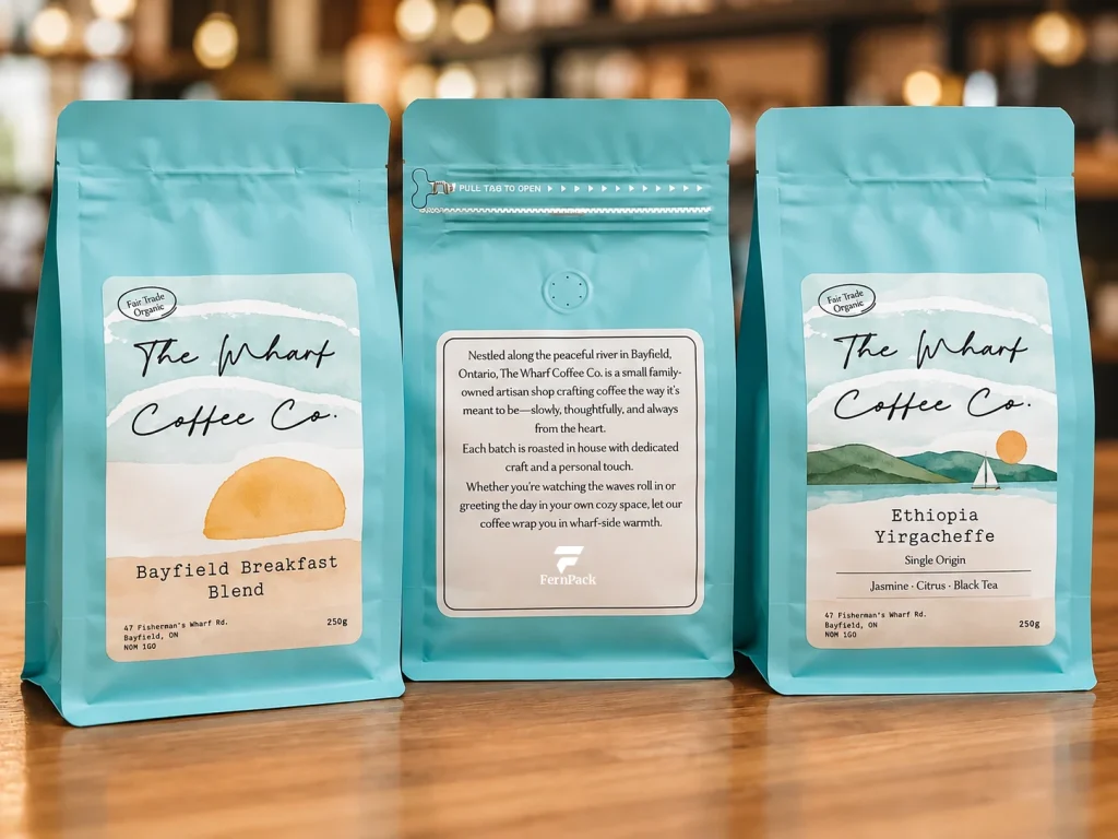 stock coffee bag with custom label